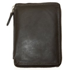 Kožená peňaženka hnedá celá dookola na kovový zips s ochranou dát (RFID)