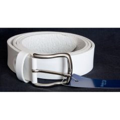 Taliansky biely kožený opasok šírka 35 mm, dĺžka 115 cm