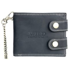 Kožená peněženka Wild s 50 cm dlouhým řetízkem a karabinou