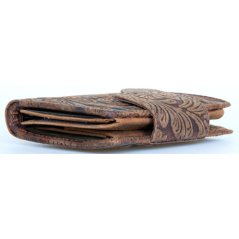 Kožená světlehnědo-tmavěhnědá bytelná peněženka s ornamentální ražbou s ochranou dat (RFID)