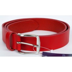 Červený taliansky kožený opasok. Šírka 35 mm, dĺžka 115 cm