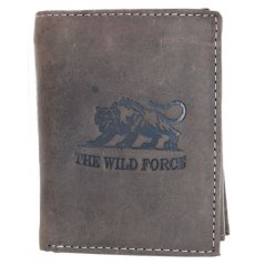 Kožená šedohnědá peněženka The wild force s tygrem z pevné hovězí kůže