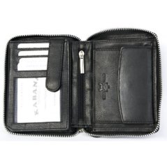 Kožená peněženka pánská celá dokola na kovový zip s ochranou dat (RFID)