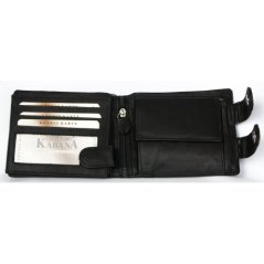 Černá pánská kožená peněženka RFID (s ochranou dat na kartách) s 45 cm dlouhým řetízkem a karabinkou
