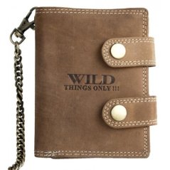 Kožená peněženka Wild s 50 cm dlouhým kovovým řetízkem a karabinkou