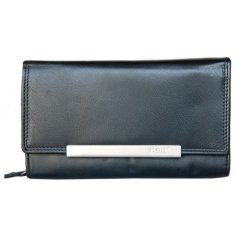 Čierna veľká kožená peňaženka HMT s ochranou dát (RFID)
