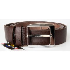 Délka 155 cm - pánský tmavě hnědý kožený opasek šíře 37 mm