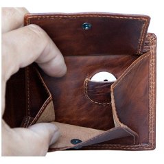Celokožená peňaženka z pevnej hovädzej kože vintage s kamiónom s ochranou dát na kartách (RFID)