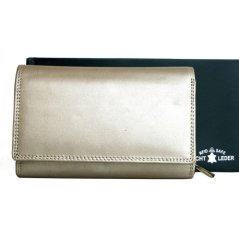 Stříbrná středně velká kožená peněženka z měkké kozí kůže s ochranou dat na kartách (RFID)