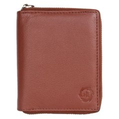 Peněženka HL ze světle hnědé kůže dokola na kovový zip