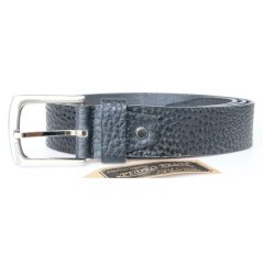 Černý silný pevný kožený opasek se strukturovaným povrchem šířka 39 mm, délka 125 cm