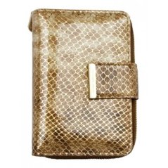 Kožená fóliovaná peněženka se vzorem leopardí kůže s mincokapsičkou na kovový zip