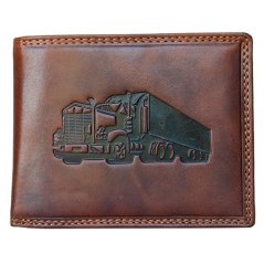 Celokožená peňaženka z pevnej hovädzej kože vintage s kamiónom s ochranou dát na kartách (RFID)