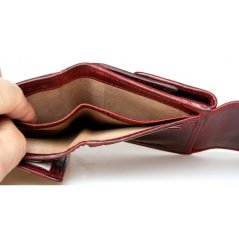 Celá kožená tmavě červená kompaktní kožená peněženka Bull Burry s ochranout dat (RFID)