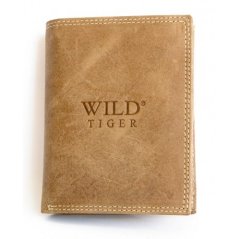 Kožená světle hnědá peněženka Wild Tiger z pevné hovězí kůže