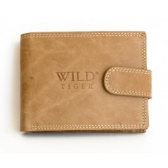 Kožená světle hnědá pánská peněženka Wild Tiger z pevné hovězí kůže