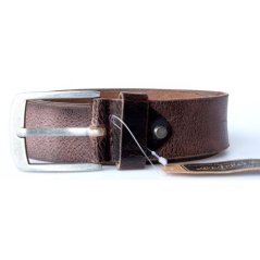 Kožený hnědý opasek 125 cm dlouhý z pevné silné kůže 38 mm široký se záměrnou patinou