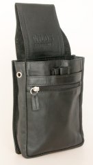 Černá unisex kapsa na číšnickou peněženku  z  měkké kůže - kasírku k zavěšení za opasek z měkké kůže