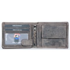 Kožená šedá peněženka z pevné hovězí kůže s býkem RFID