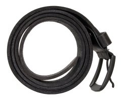 Černý kožený opasek 125 cm dlouhý z pevné silné kůže 40 mm široký se záměrnými dekorativními prolisy s matnou černou přezkou