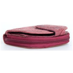 Kapesní maličká růžová peněženka s ornamentální ražbou (RFID)
