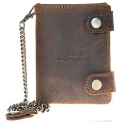 Kožená peněženka Wild Things Only - originál - s 45 cm dlouhým kovovým řetízkem a karabinkou HMT