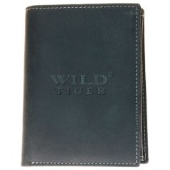 Kožená peněženka Wild Tiger tmavě šedá téměř černá