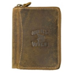Kožená peňaženka Born to be wild so žralokom dokola na kovový zips
