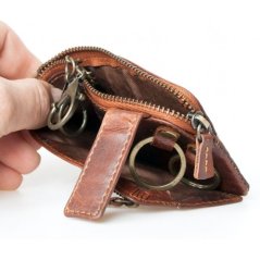 Kožená kľúčenka Bull Burry s vreckom na drobné a druhé kľúče