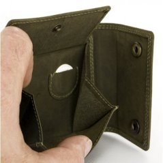 Celokožená zelená peněženka Wild s 45 cm dlouhým řetězem a karabinkou