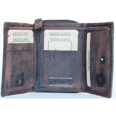 Malá hnědá kožená peněženka Lozano s ornamentální ražbou s ochranou dat (RFID)
