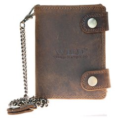 Kožená peňaženka Wild things only so 45 cm dlhou kovovou reťazou a karabínkou (RFID)