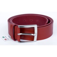 Červený italský kožený opasek. Šířka 38 mm, délka 110 cm