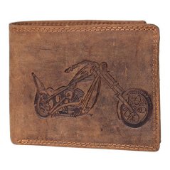 Celá kožená peněženka Wild z pevné hovězí kůže s motorkou (RFID)