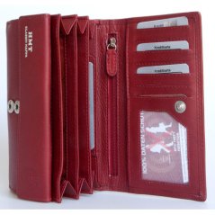 Klasická červená kožená peněženka HMT s ochranou dat na kartách (RFID)