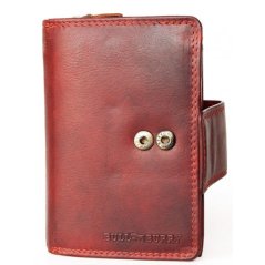 Celá kožená tmavočervená pevná priestranná peňaženka Bull Burry (RFID)