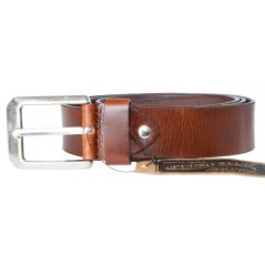 Hnědý hladký pevný kožený opasek šířka 38 mm, délka 125 cm