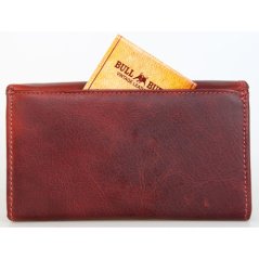Celá kožená temně červená bytelná peněženka Bull Burry ve stylu kasírtašky (RFID)