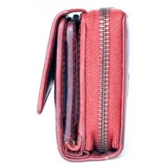 Celá kožená tmavě červená bytelná středně velká peněženka Bull Burry (RFID)