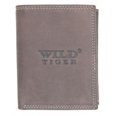 Kožená šedohnědá peněženka Wild Tiger z pevné hovězí kůže