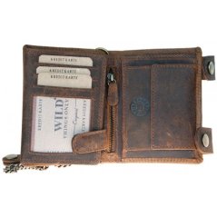 Kožená peněženka Wild Things Only - originál - s 45 cm dlouhým kovovým řetízkem a karabinkou HMT