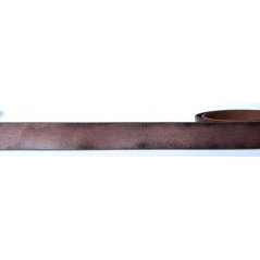 Kožený hnědý opasek 125 cm dlouhý z pevné silné kůže 38 mm široký se záměrnou patinou