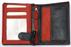 Čierno-červená celá kožená pánska peňaženka s ochranou dát (RFID)