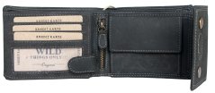 Celokožená tmavě šedá peněženka Wild s 45 cm dlouhým řetízkem a karabinkou